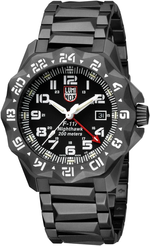 Luminox Nighthawk Black Stainless Steel Men's Quartz Watch, 44mm