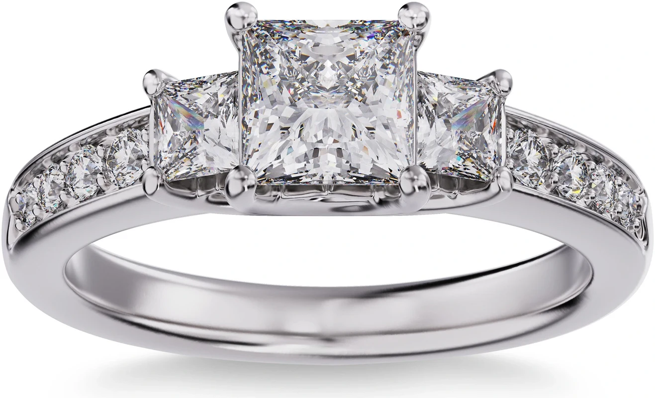 Princess Cut 1.71 ctw VS2 Clarity, I Color Diamond Platinum Ring