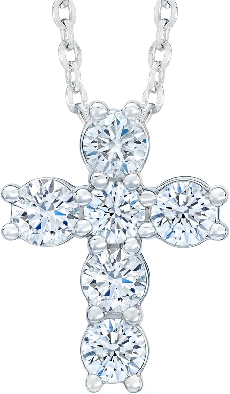 Round Brilliant 1.80 ctw VS2 Clarity, I Color Diamond 14kt White Gold Cross Pendant
