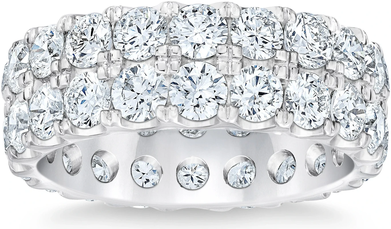 Round Brilliant 5.00 ctw VS2 Clarity, G Color Diamond Platinum Double Row Eternity Band
