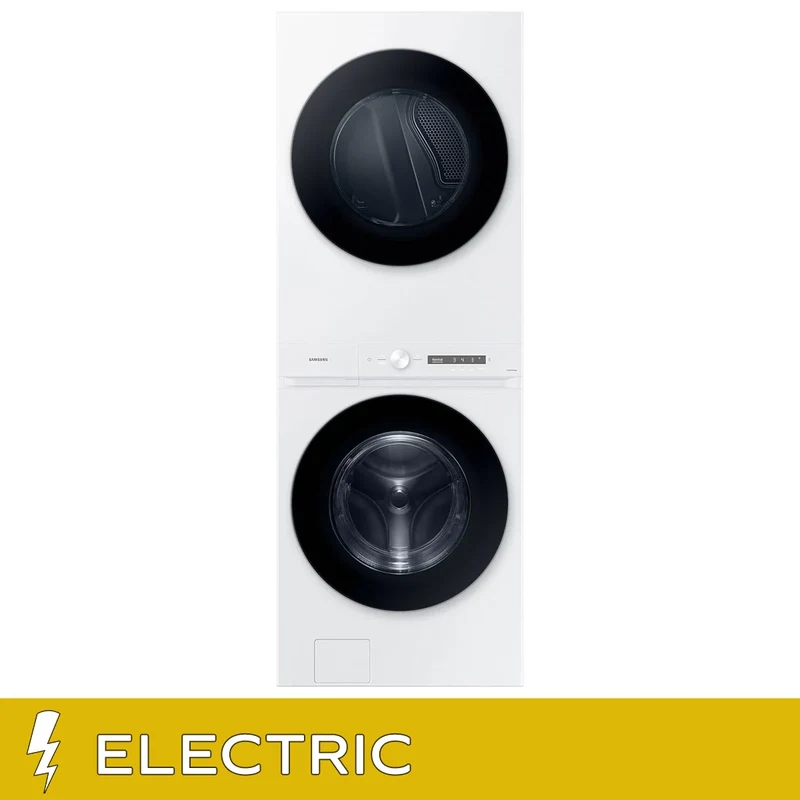 Samsung Bespoke Single Unit AI Laundry Hub 4.6 cu. ft. Washer with 7.6 cu. ft. ELECTRIC Dryer in White
