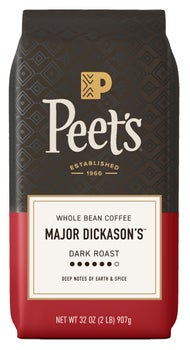 Peet's Coffee Major Dickason's Blend Coffee, Dark Roast, Whole Bean, 2 lbs