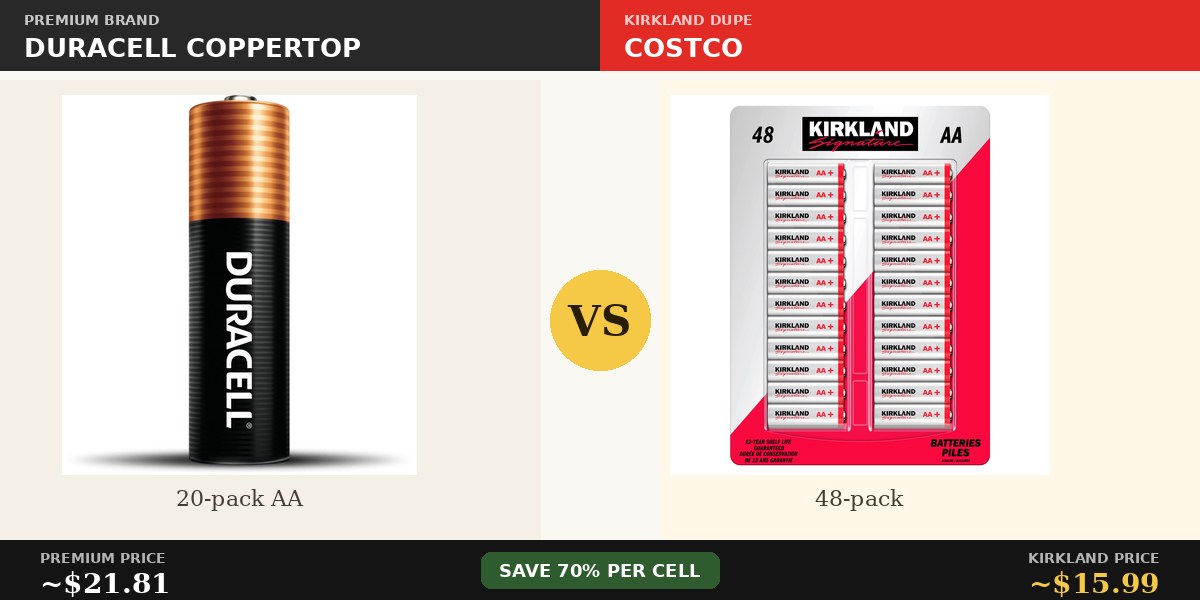 Duracell Coppertop AA vs Kirkland Alkaline AA batteries comparison