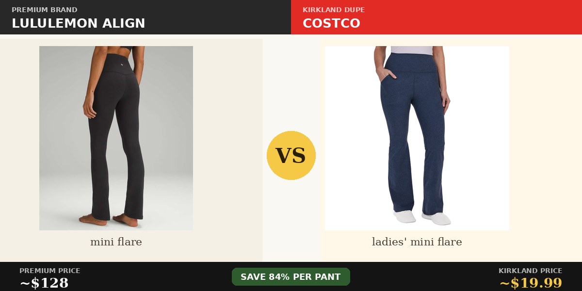 Lululemon Align vs Kirkland Brushed Mini Flare Pant comparison
