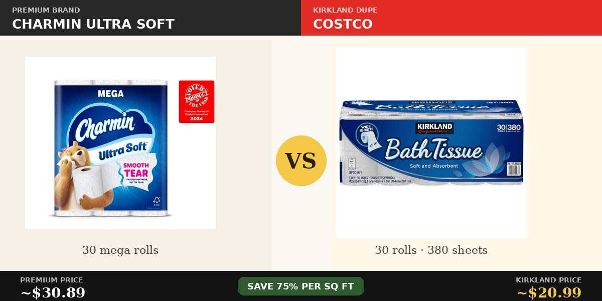 Charmin Ultra Soft vs Kirkland bath tissue comparison