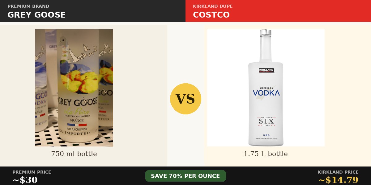 Grey Goose Vodka vs Kirkland Signature American Vodka comparison