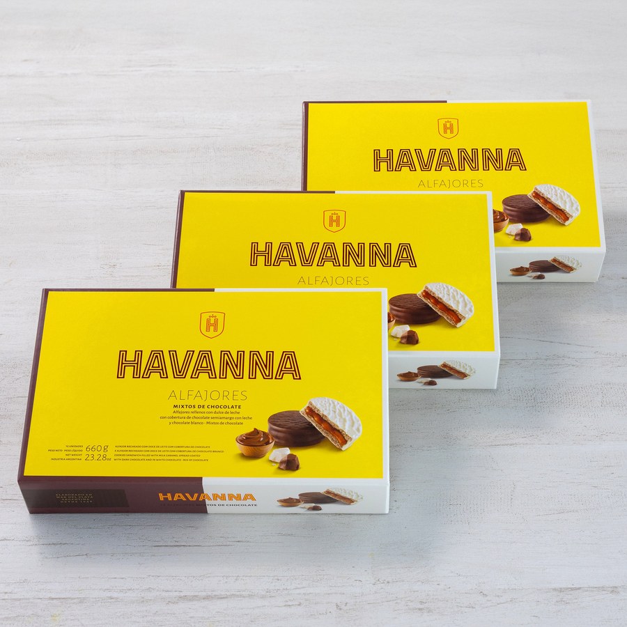 Havanna Alfajores, Chocolate and White Chocolate, 3 Box Bundle