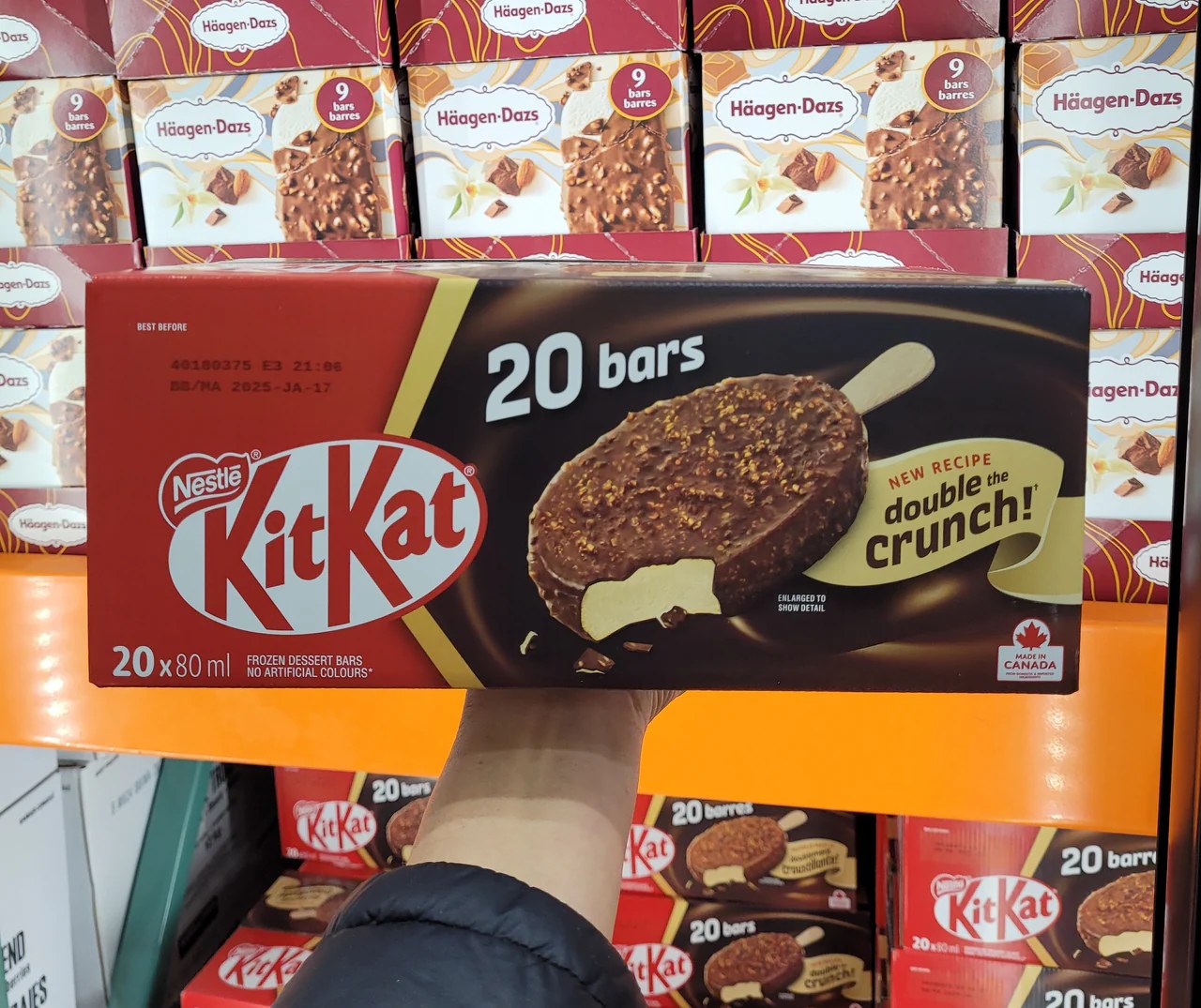 Kit Kat Double Crunch Ice Cream Bars 20-pack box at Costco
