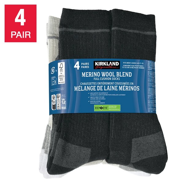 Kirkland Signature Merino Wool or Thick Wool Socks – Multi-pack (very low per-pair cost)