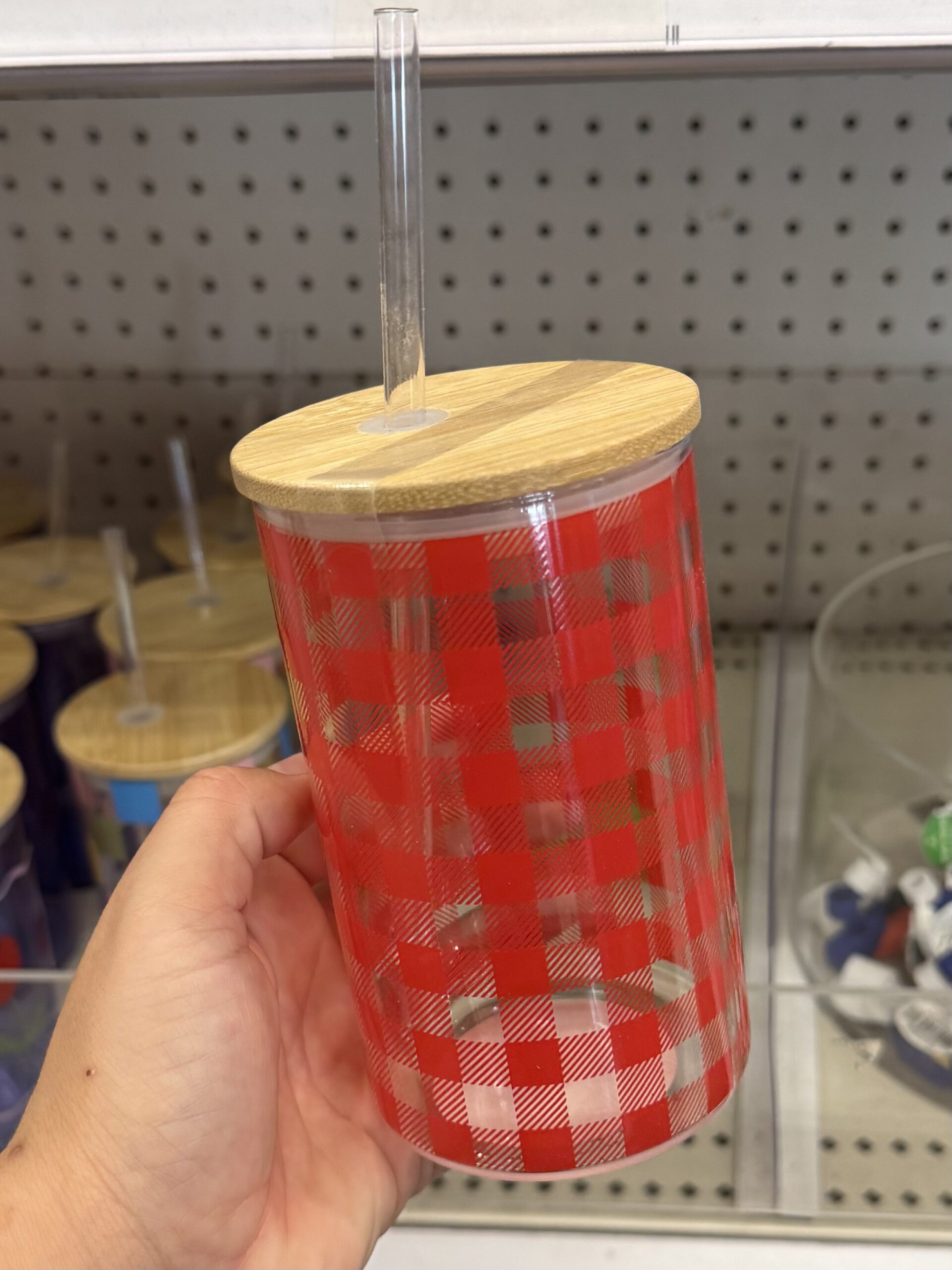 20.3oz Glass Tumbler Checker Pattern - in store