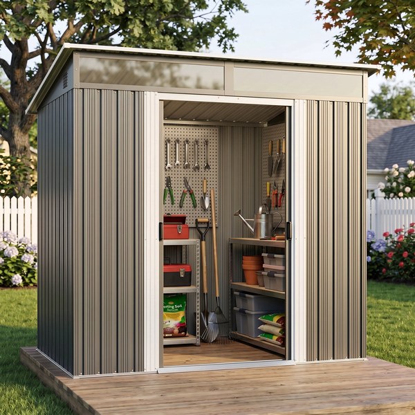 Asofer Galvanized Metal Storage Shed - $149