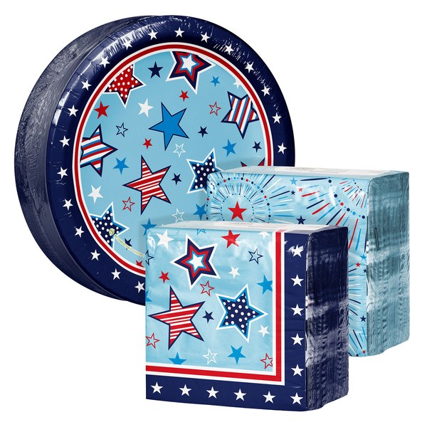 Artstyle Star Spangled Fireworks Paper Plate & Napkin Bundle – $29.99