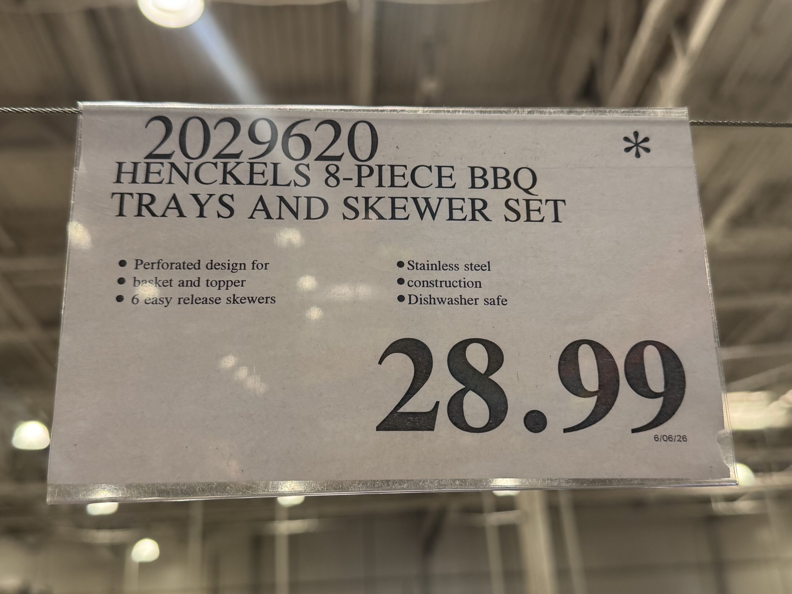Henckels 8-Piece BBQ Trays and Skewer Set - price tag