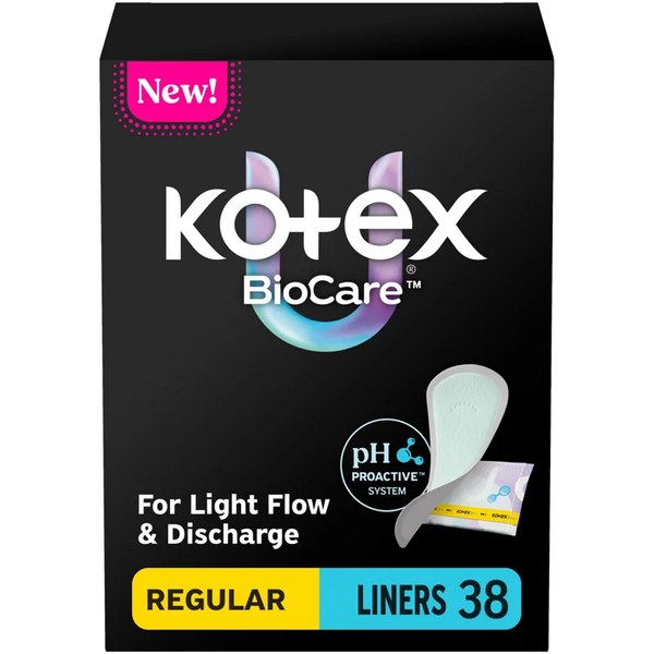 Kotex BioCare Daily Liners (38 ct) — $10.38 -> $3.38 total for two