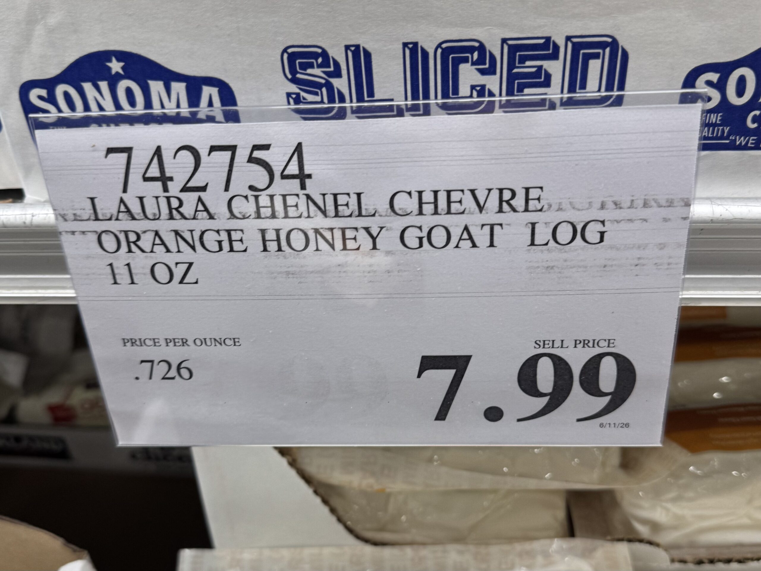 Laura Chenel Orange Blossom Honey Goat Cheese - price tag