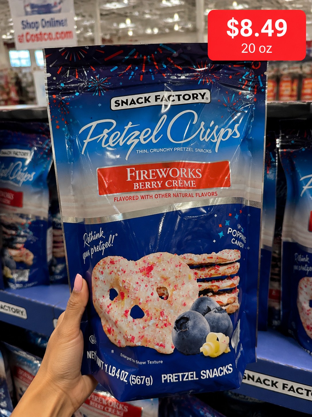 SNACK FACTORY Pretzel Crisps Fireworks Berry Creme