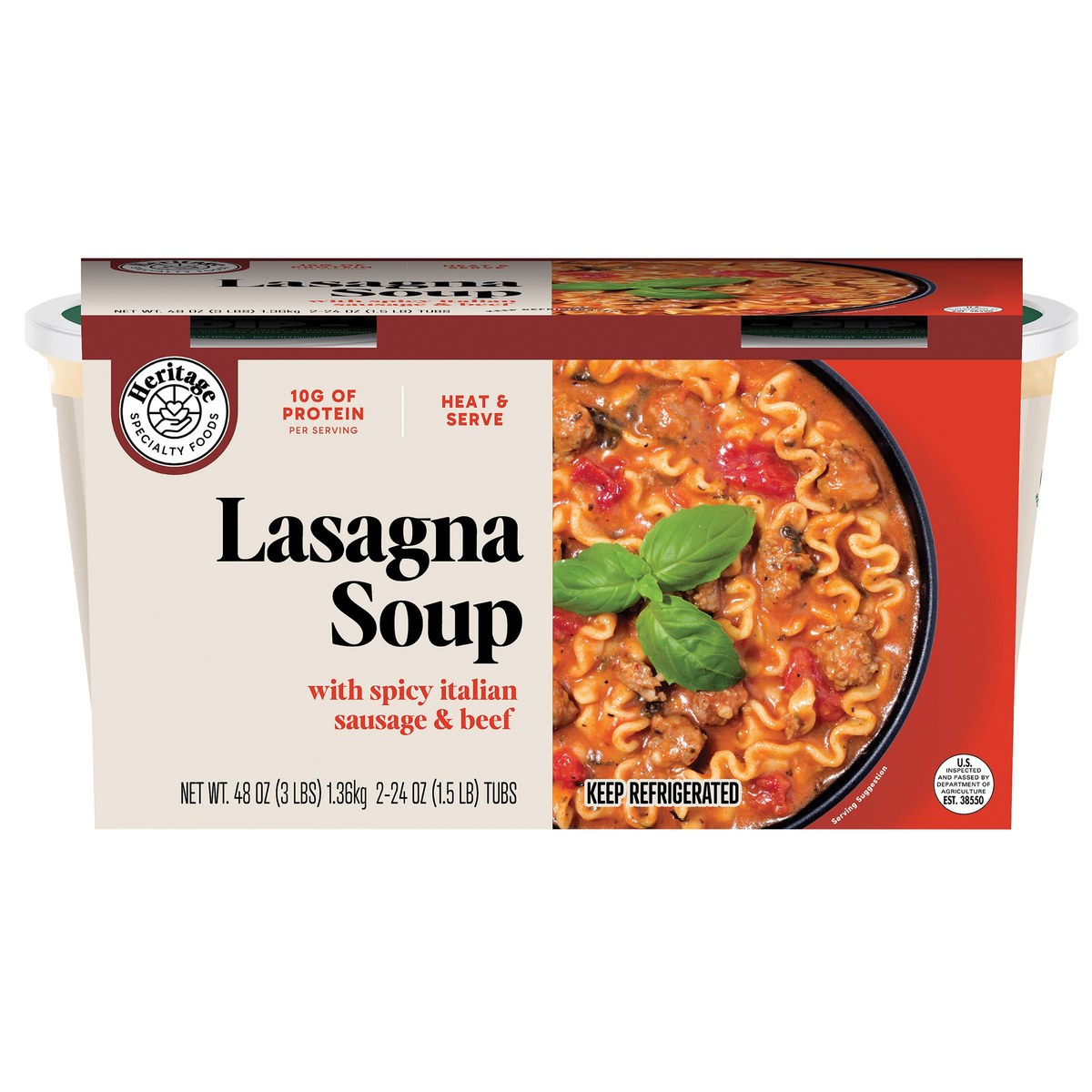 Heritage Specialty Foods Lasagna Soup (2 x 24 oz) from Costco's refrigerated entree — heat & eat