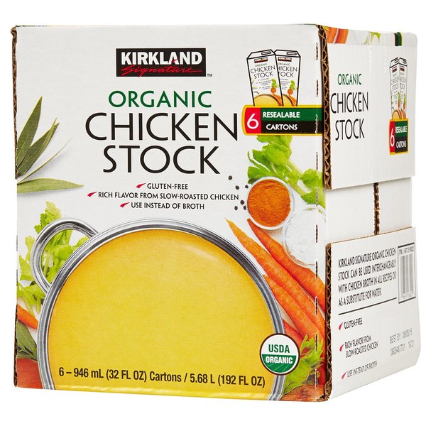 Kirkland Signature Organic Chicken Stock (6 × 32 oz) — At High Risk of Discontinuation