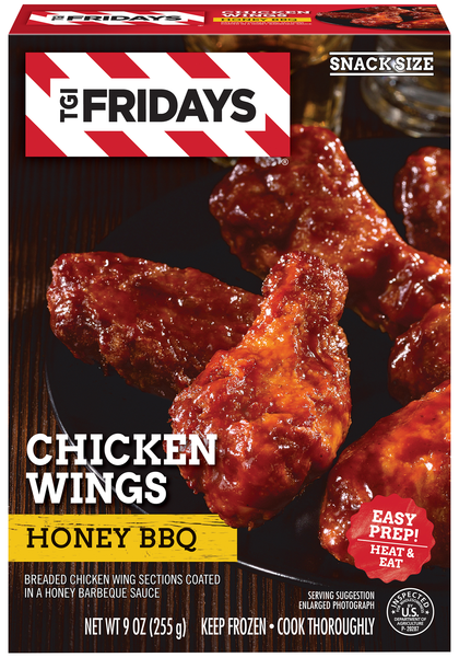 TGI Fridays Honey BBQ Bone-In Chicken Wings Snack Size Frozen