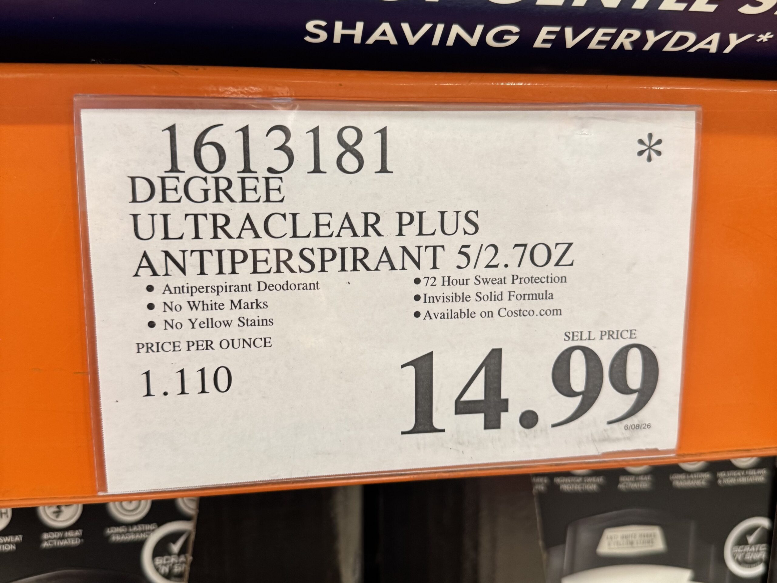Degree UltraClear+ 5 in 1 Protection - price tag