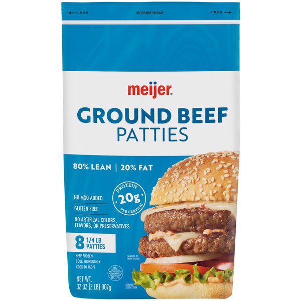 Meijer Frozen 80/20 Beef Burger Patties, 32 oz — $10.99 (Reg. $11.99)