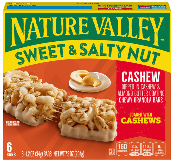 Nature Valley Sweet & Salty Nut Chewy Cashew Granola Bars - 6 ct