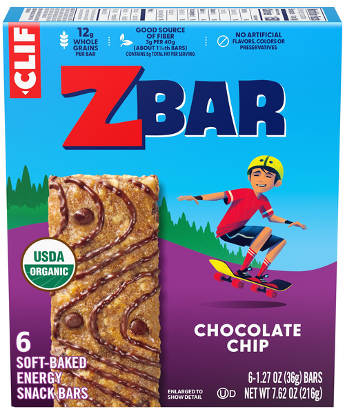 CLIF Zbar Organic Chocolate Chip Soft Baked Energy Snack Bars - 6 ct