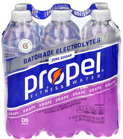 Propel Zero Sugar Grape Electrolyte Water Beverage - 6 pk