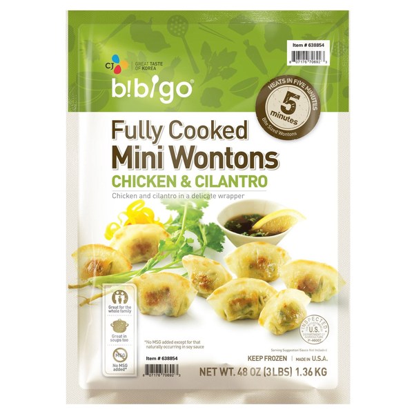 15. Bibigo Vegetable Spring Rolls / Mini Wontons (Chicken & Cilantro)