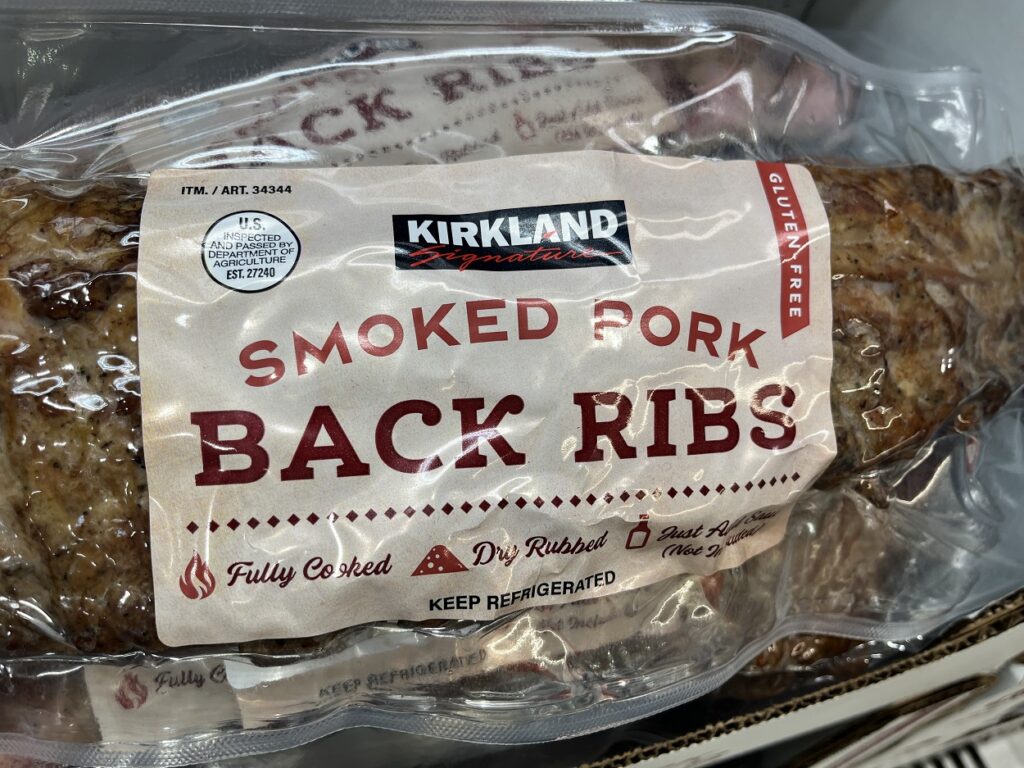 Kirkland Signature Smoked Pork Back Ribs - precooked refrigerated rack from Costco