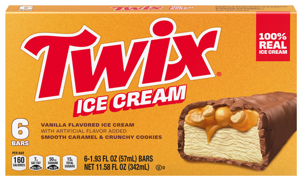 Twix Vanilla Caramel Cookie Ice Cream Bars - 6 ct