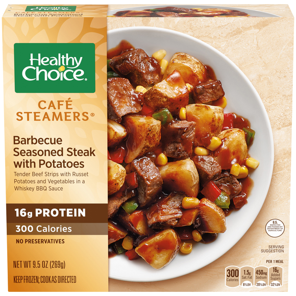 Healthy Choice Cafe Steamers BBQ Seasoned Steak with Potatoes Frozen Meal