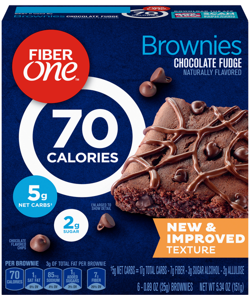 Fiber One 70 Calories Brownies Chocolate Fudge - 6 ct