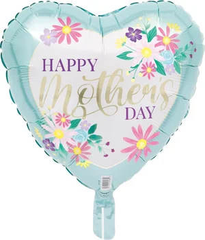 17" Foil Lovely Blue Mother's Day Heart Balloon