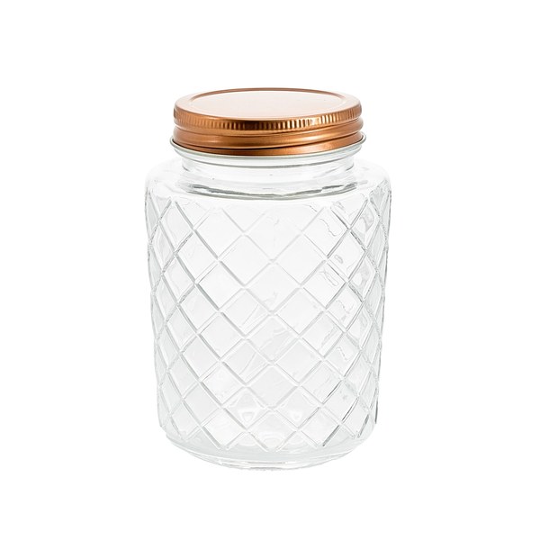 18. Lattice Patterned Glass Jars with Rose Gold Lids - $1.50