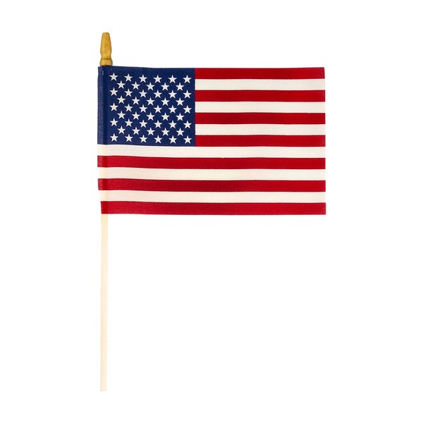 Patriotic Hand-Held American Flag with Gold Stick and Finial - $2