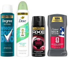 Dove, Dove Men+Care, Axe, Degree