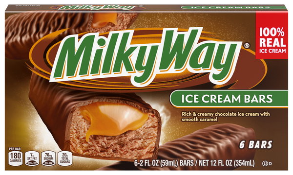 MILKY WAY Chocolate with Caramel Ice Cream Bars - 6 ct
