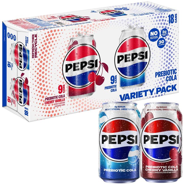 19. Pepsi Prebiotic Cola & Cherry Vanilla Multipack – $7.98 (was ~$14)