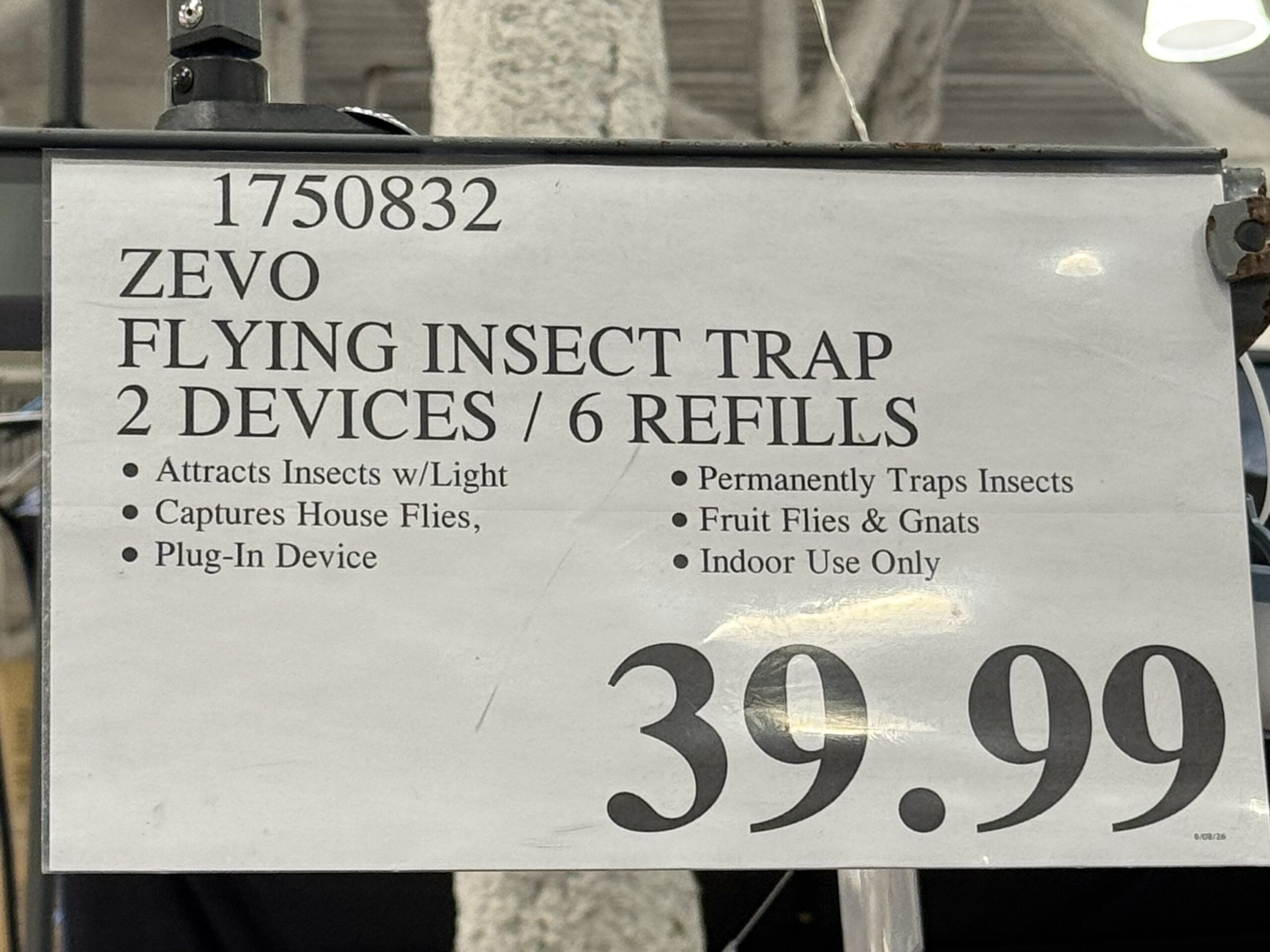 zevo FLYING INSECT TRAP - price tag