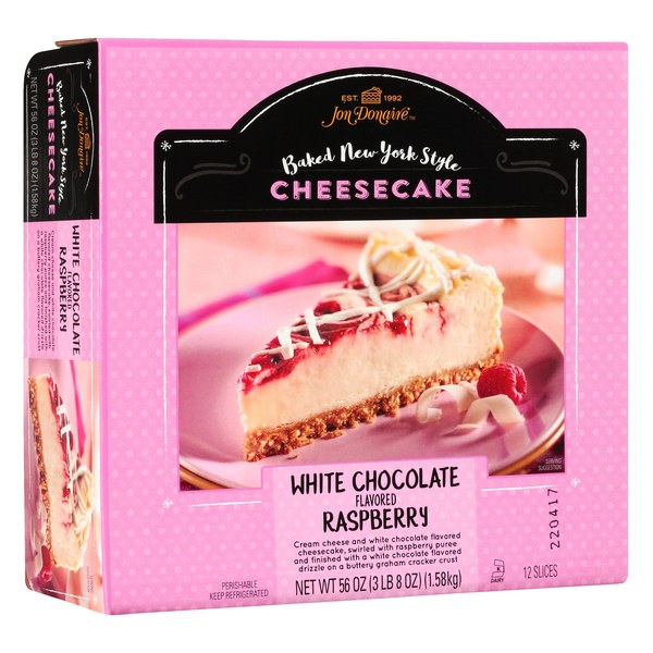Jon Donaire 9-Inch White Chocolate Raspberry Cheesecake (12 Slices) – $54.99