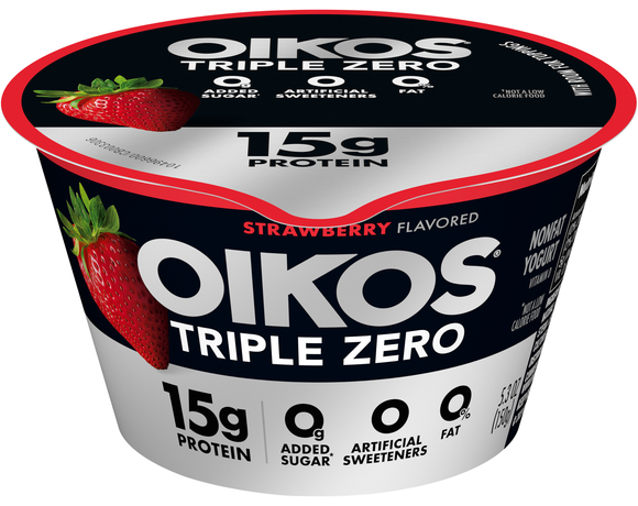 Oikos Triple Zero 15g Protein Non Fat Strawberry Blended Greek Yogurt Cup