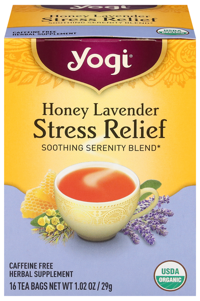Yogi Organic Caffeine Free Stress Relief Honey Lavender Herbal Tea Bags