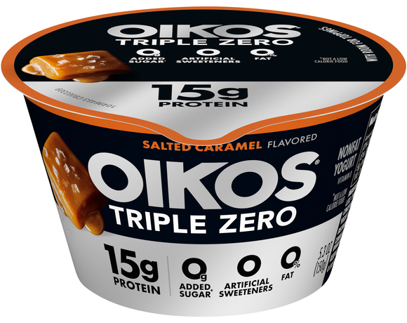 Oikos Triple Zero 15g Protein Non Fat Salted Caramel Greek Yogurt Cup
