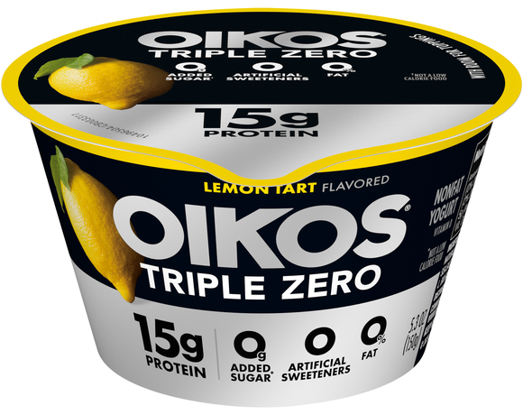 Oikos Triple Zero 15g Protein Non Fat Lemon Tart Blended Greek Yogurt Cup
