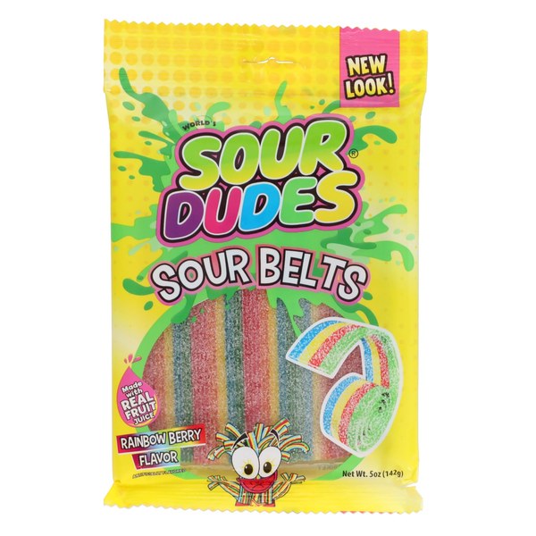 Sour Dudes Sour Belts Rainbow Berry - ~$1.25 - Dupe of Airheads Sour Belts