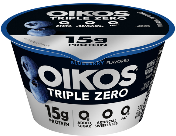 Oikos Triple Zero 15g Protein Non Fat Blueberry Blended Greek Yogurt Cup