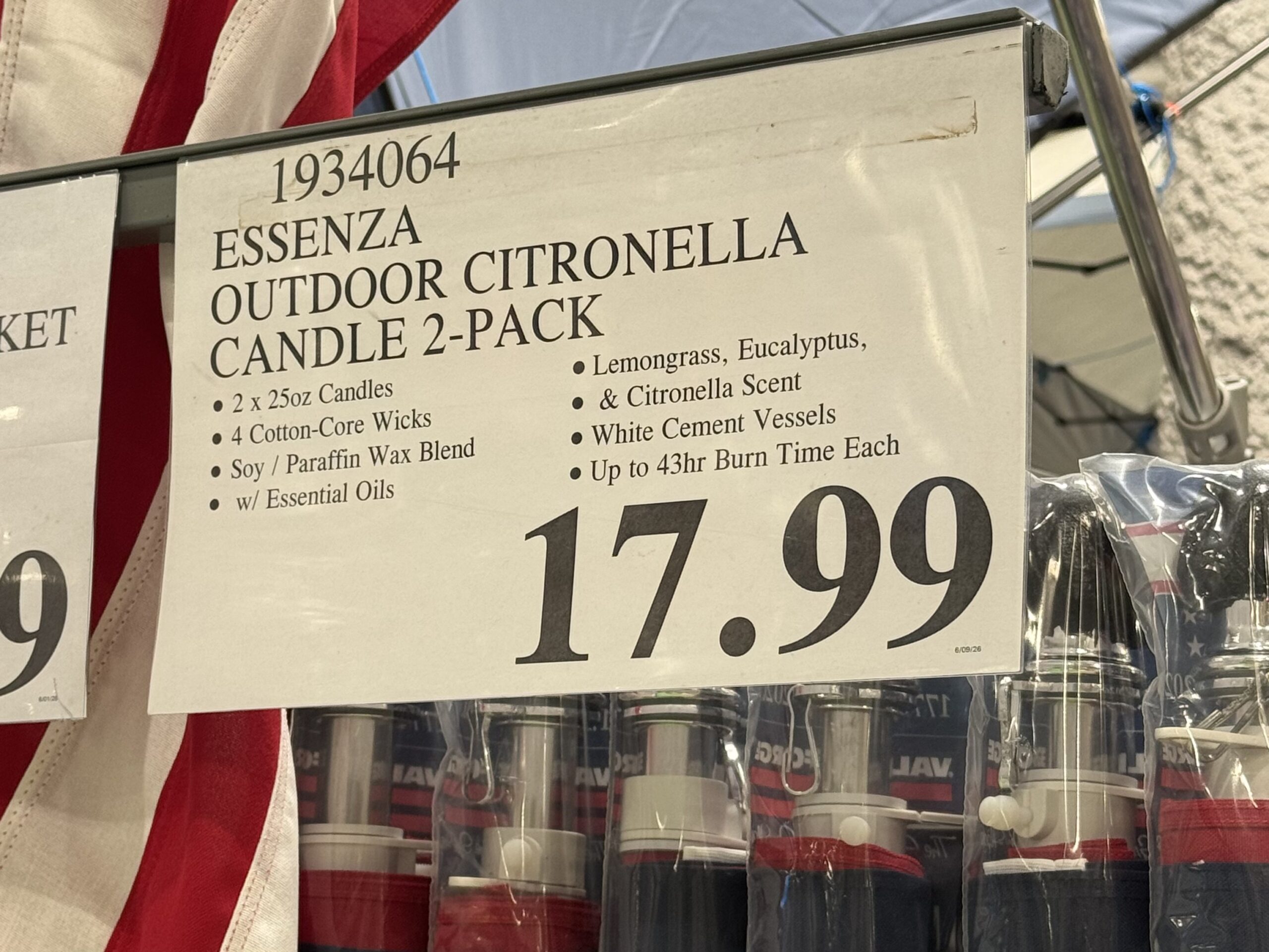 Essenza Outdoor Citronella Candles - price tag