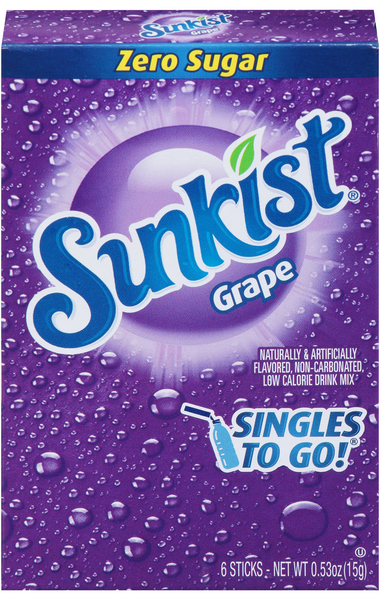 Sunkist Singles to Go Drink Mix Grape - 6 ct