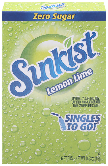 Sunkist Singles to Go Drink Mix Lemon Lime Zero Sugar - 6 ct